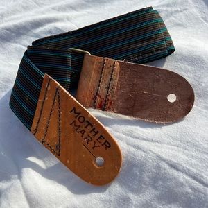 NWOT Mother Mary Company Black Pinstriped Guitar Strap